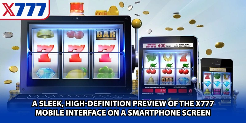A sleek, high-definition preview of the X777 mobile interface on a smartphone screen