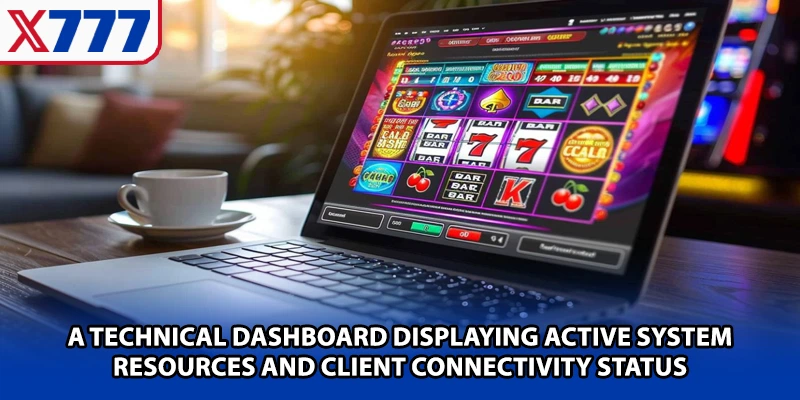 A technical dashboard displaying active system resources and client connectivity status