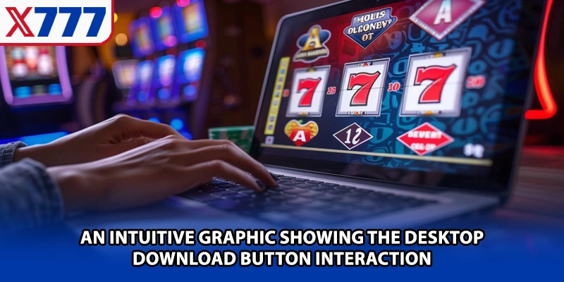 An intuitive graphic showing the desktop download button interaction
