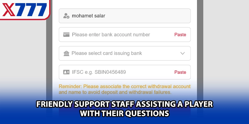 Friendly support staff assisting a player with their questions about JJ77 withdrawal