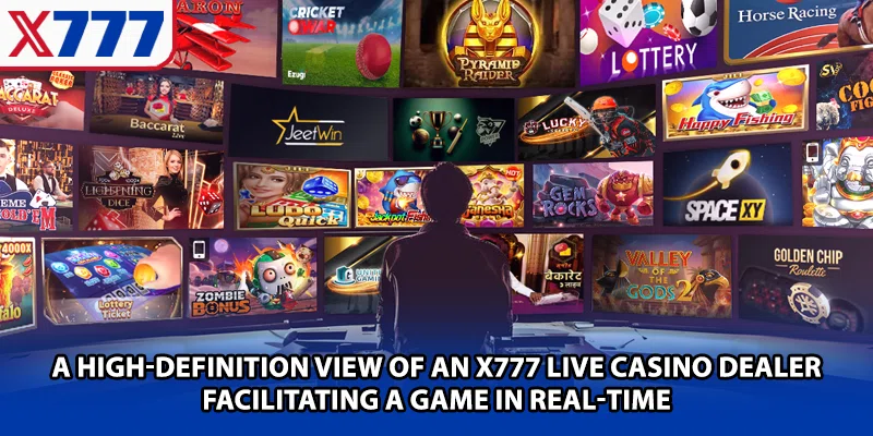 A high-definition view of an X777 Live Casino dealer facilitating a game in real-time