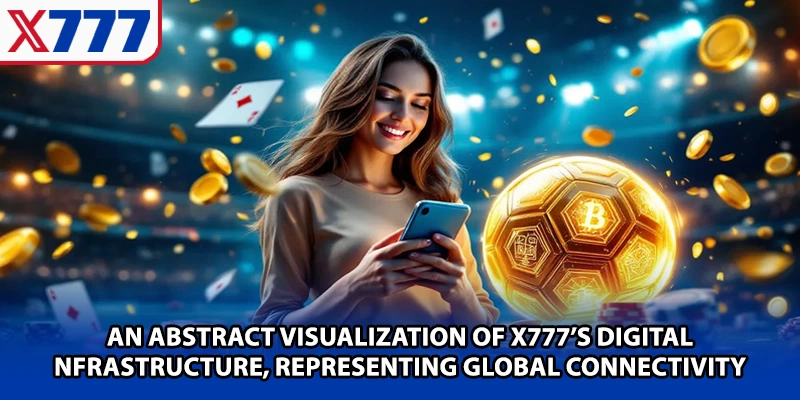 An abstract visualization of X777’s digital infrastructure, representing global connectivity.